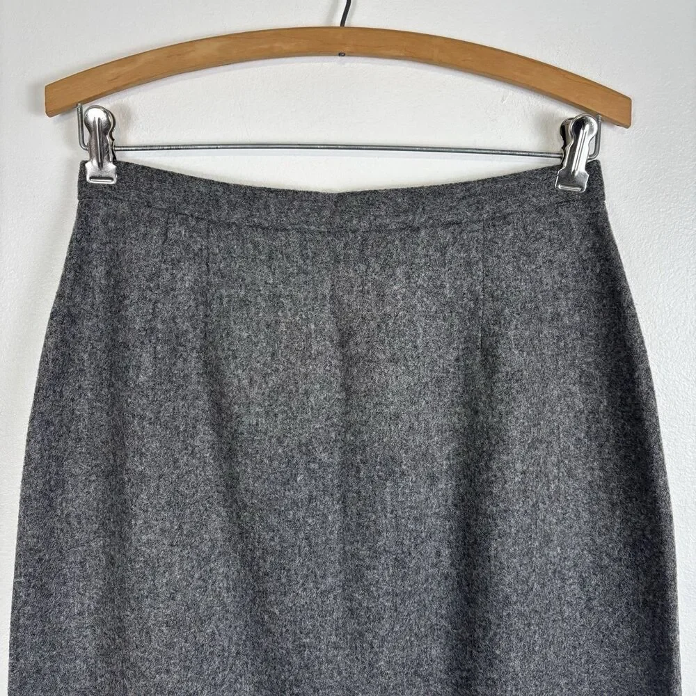 VTG Susan Bradley Womens Woolmark Wool Gray Midi Skirt 28 inch Waist Medium